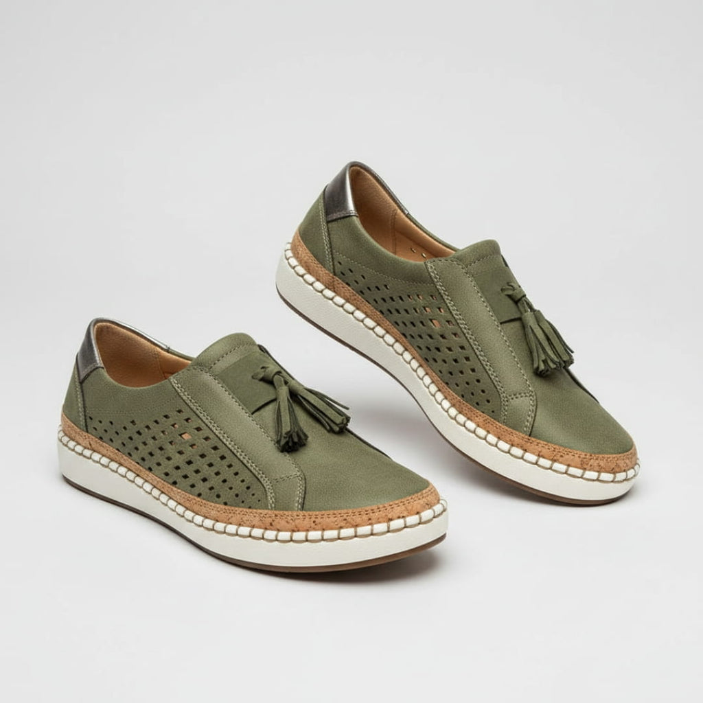 Amari Baskets Sneakers en Cuir – Soutien Voûte Plantaire Confort Chaussures À Enfiler