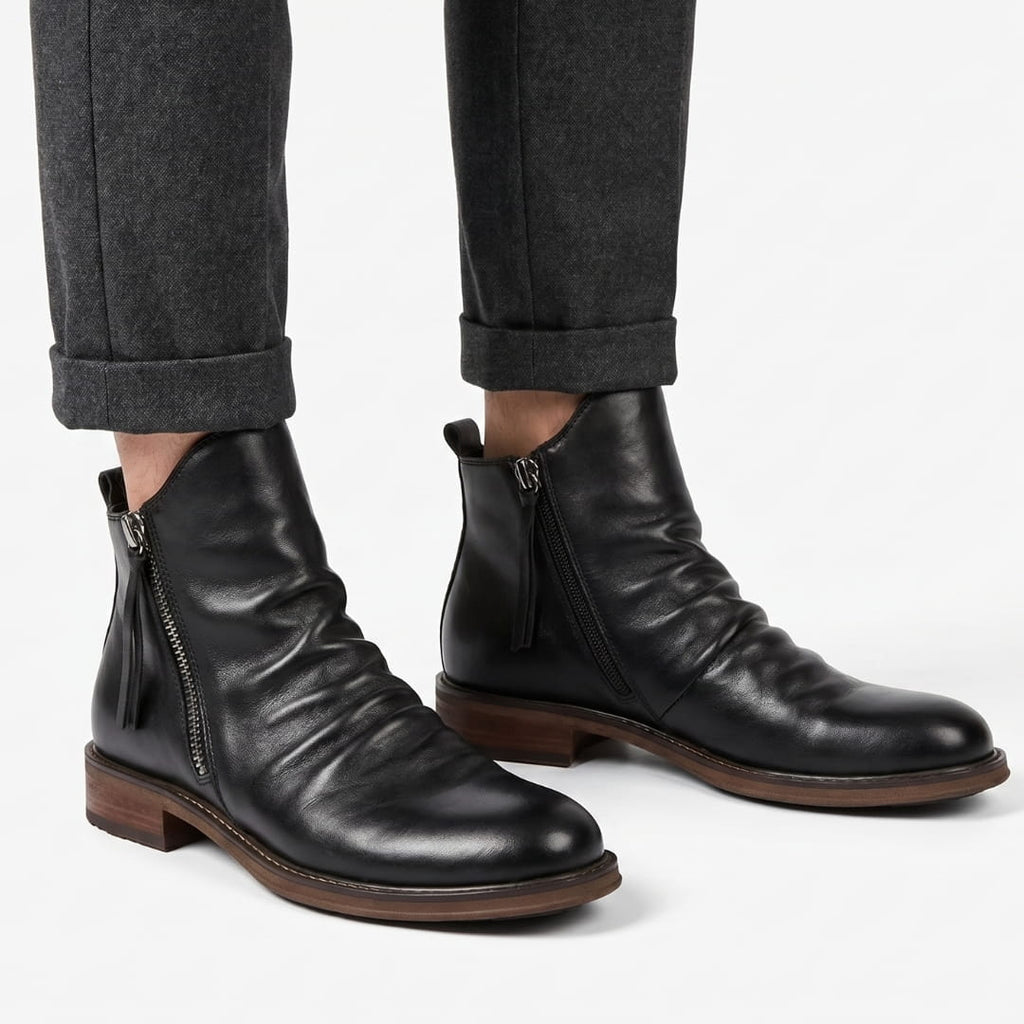 Harrison Bottines Chelsea en Cuir Pleine Fleur – Bottes Robustes à Zip Latéral