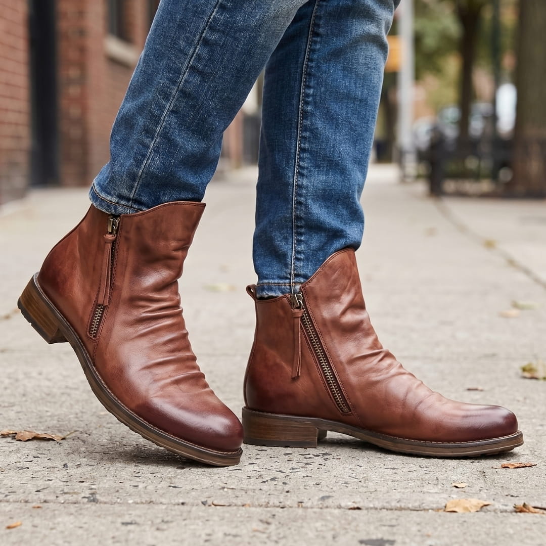 Harrison Bottines Chelsea en Cuir Pleine Fleur – Bottes Robustes à Zip Latéral