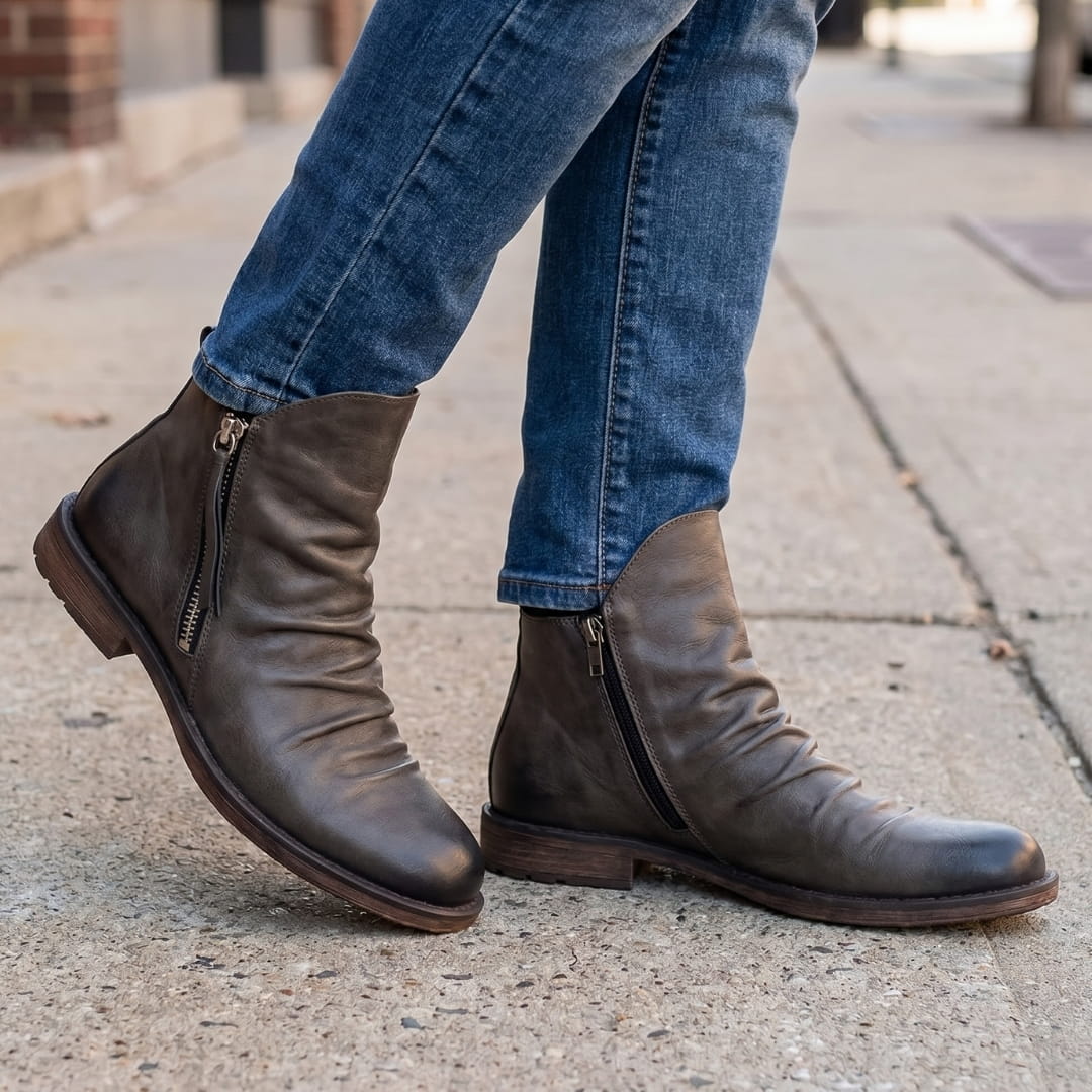 Harrison Bottines Chelsea en Cuir Pleine Fleur – Bottes Robustes à Zip Latéral