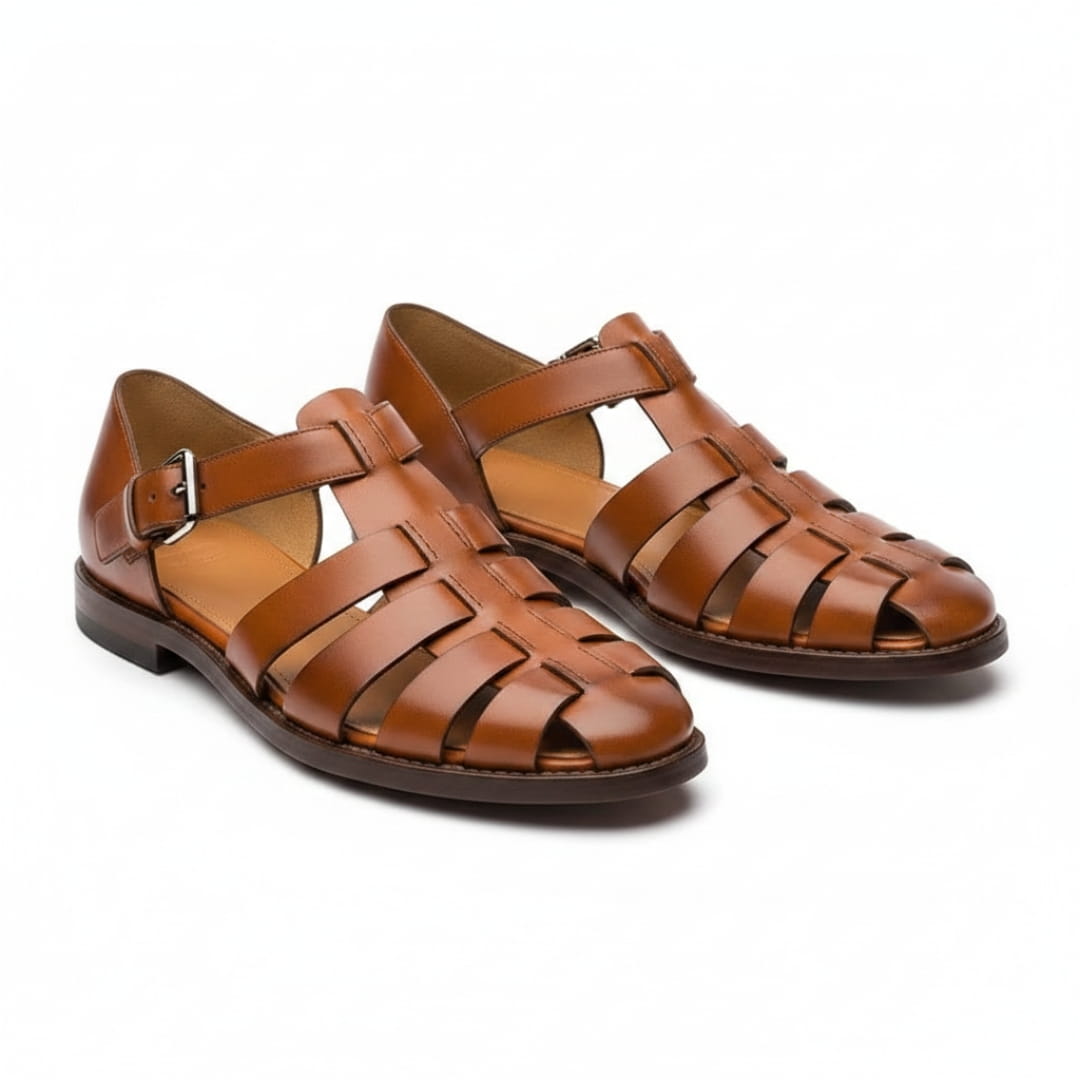 Carlo Cuir Sandales Pêcheur – Confort Estival Souple Marche Pieds