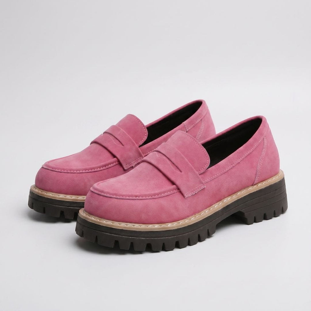Colette Mocassins Chunky en Daim Premium – Souliers Casual Légers à Semelle Épaisse