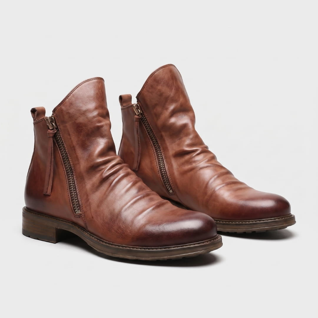 Harrison Bottines Chelsea en Cuir Pleine Fleur – Bottes Robustes à Zip Latéral