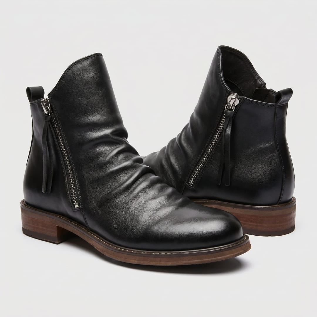 Harrison Bottines Chelsea en Cuir Pleine Fleur – Bottes Robustes à Zip Latéral