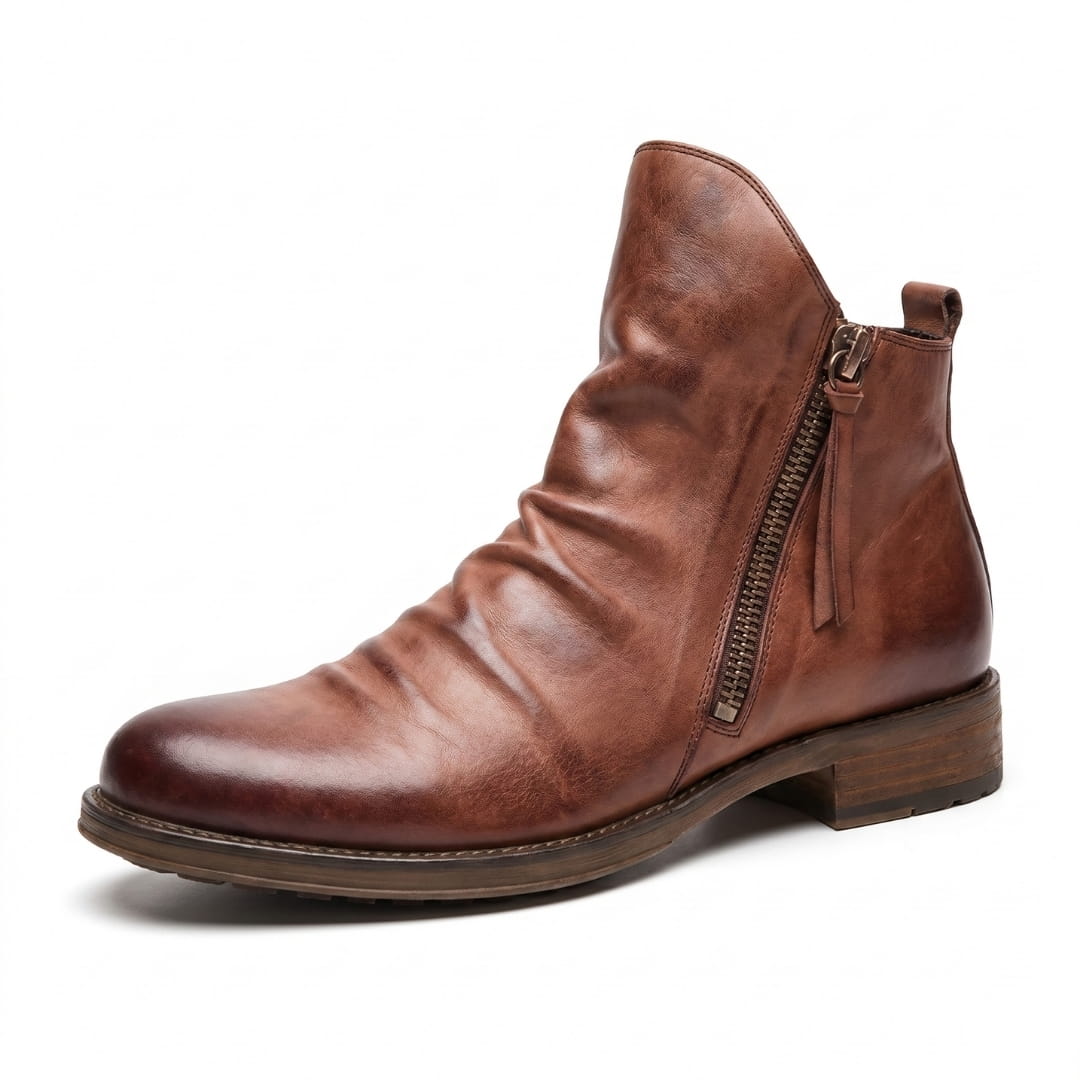Harrison Bottines Chelsea en Cuir Pleine Fleur – Bottes Robustes à Zip Latéral