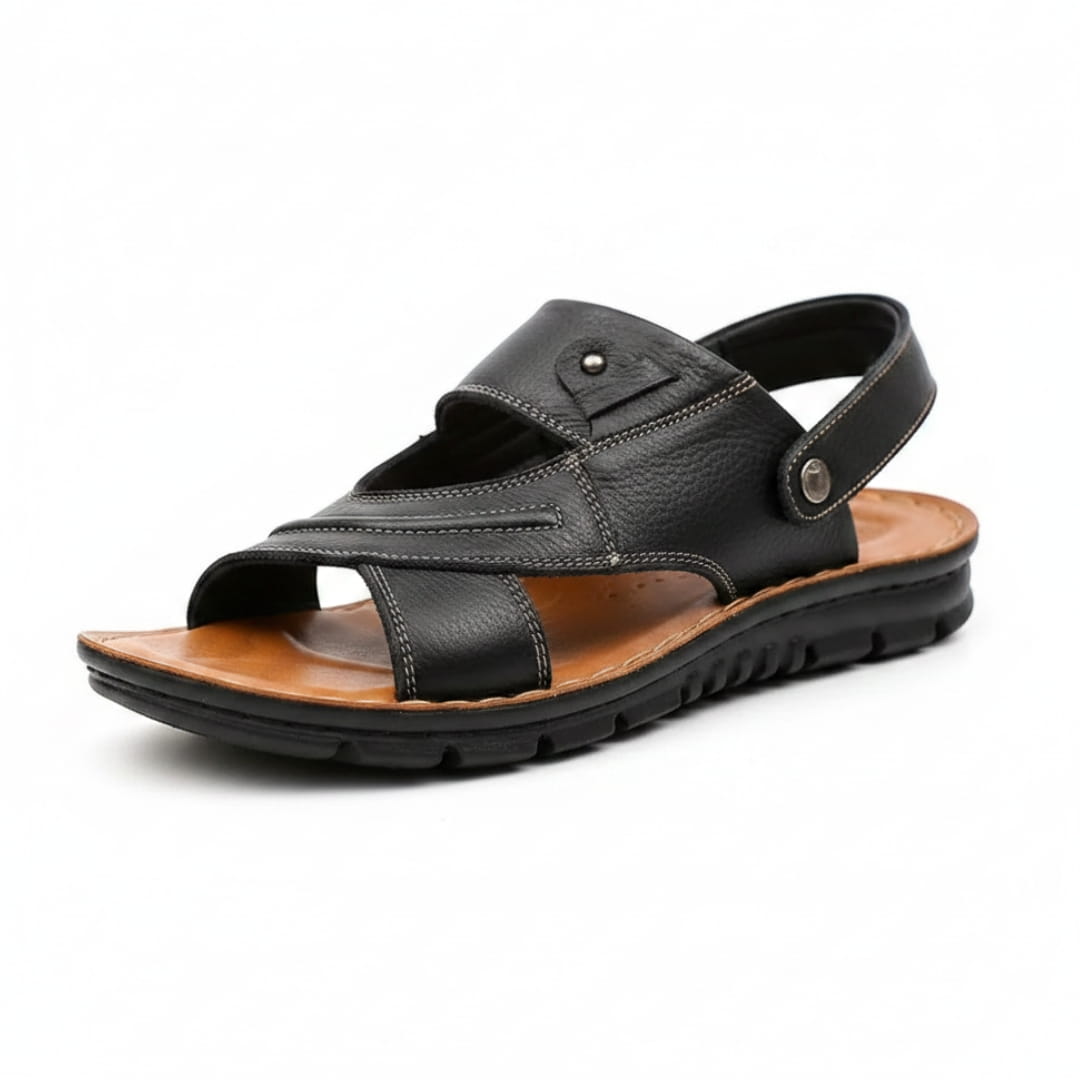Adrien Sandales Multi-Bandes en Cuir Texturé Semelle Antidérapante Chaussures d’Été