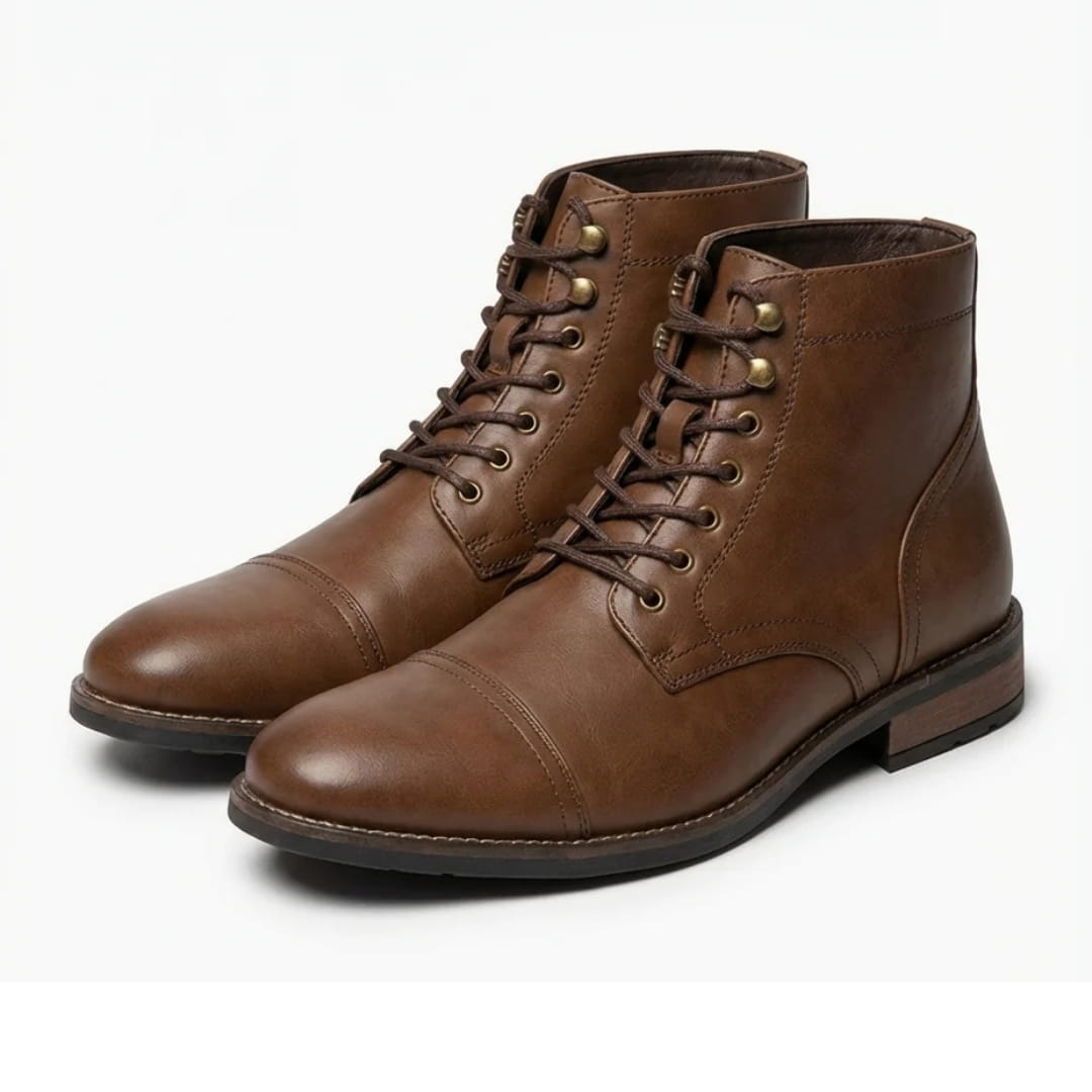 Brooklyn Bottes Hautes en Cuir Pleine Fleur – Bottes Urbaines Robustes à Lacets