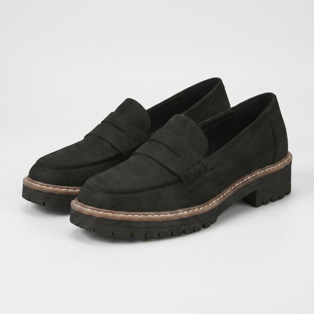 Colette Mocassins Chunky en Daim Premium – Souliers Casual Légers à Semelle Épaisse