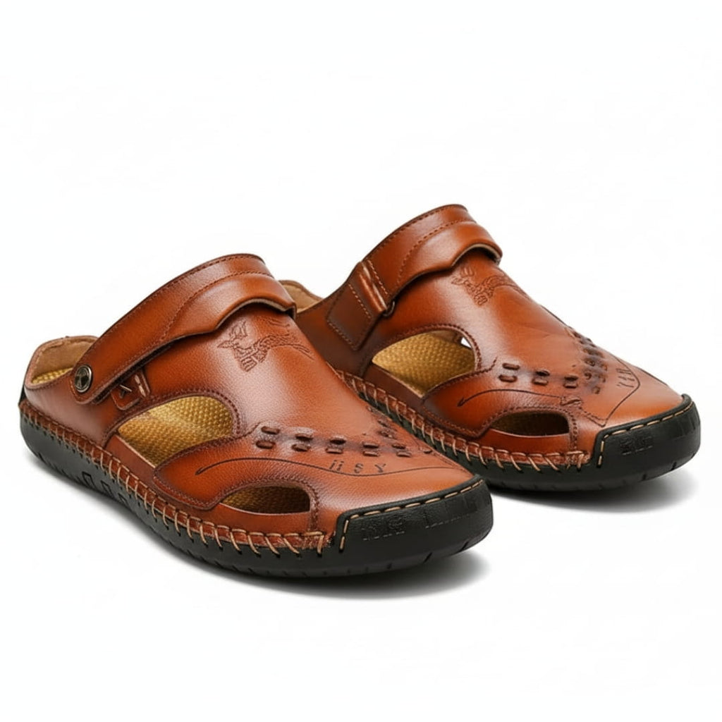 Mikael Sandales en Cuir à Bout Fermé – Chaussures d'Été Confort Extérieur et Plage