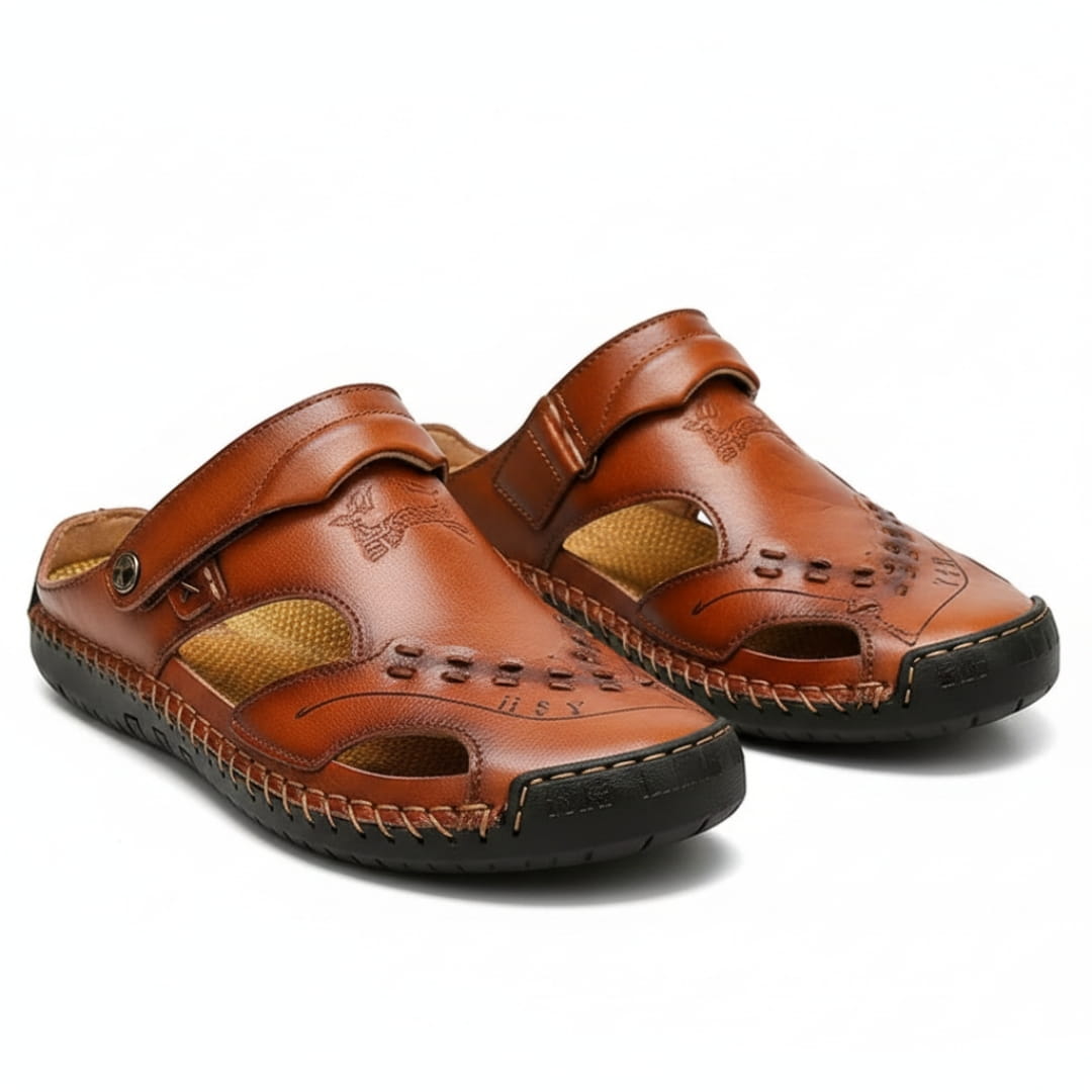 Mikael Sandales en Cuir à Bout Fermé – Chaussures d'Été Confort Extérieur et Plage