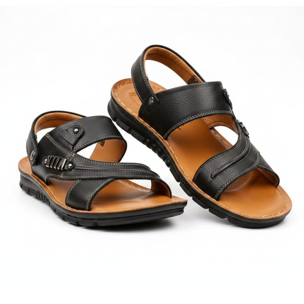 Adrien Sandales Multi-Bandes en Cuir Texturé Semelle Antidérapante Chaussures d’Été