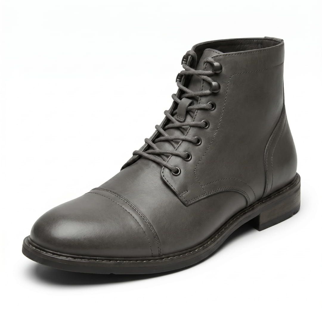 Brooklyn Bottes Hautes en Cuir Pleine Fleur – Bottes Urbaines Robustes à Lacets