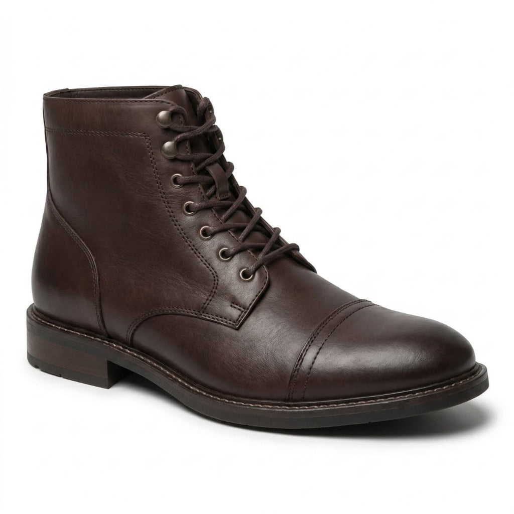 Brooklyn Bottes Hautes en Cuir Pleine Fleur – Bottes Urbaines Robustes à Lacets