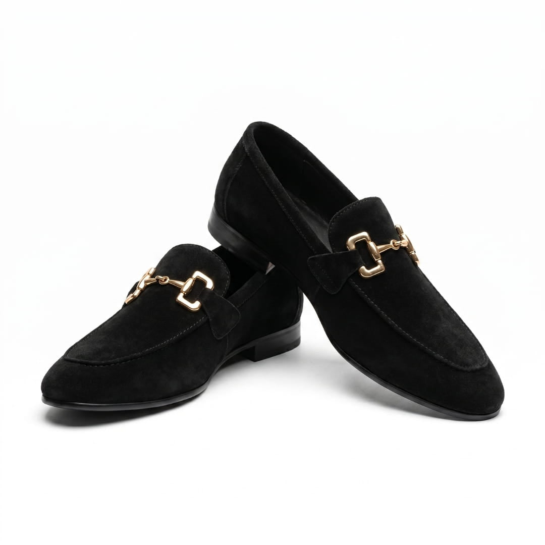 Pietro Mocassins en Daim Premium à Boucle – Souliers Habillés Élégants en Suède à Enfiler