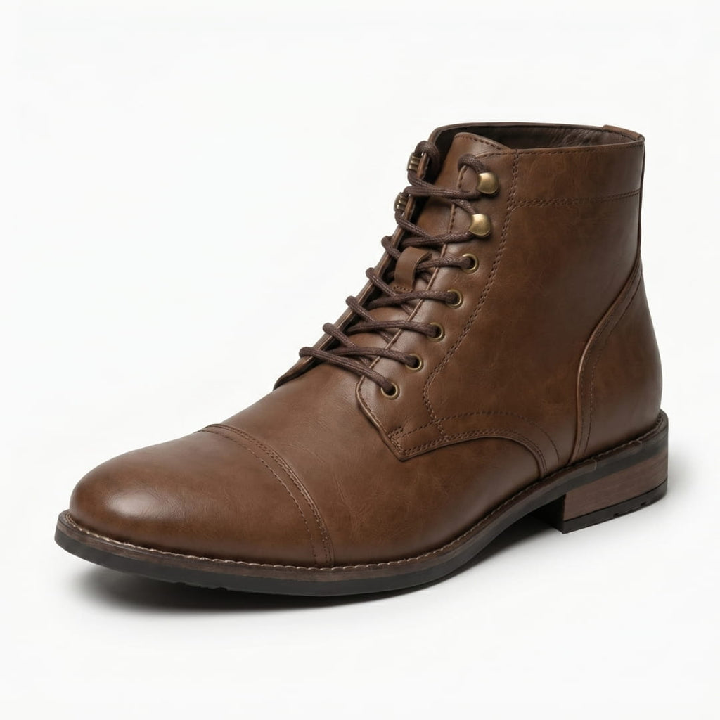 Brooklyn Bottes Hautes en Cuir Pleine Fleur – Bottes Urbaines Robustes à Lacets