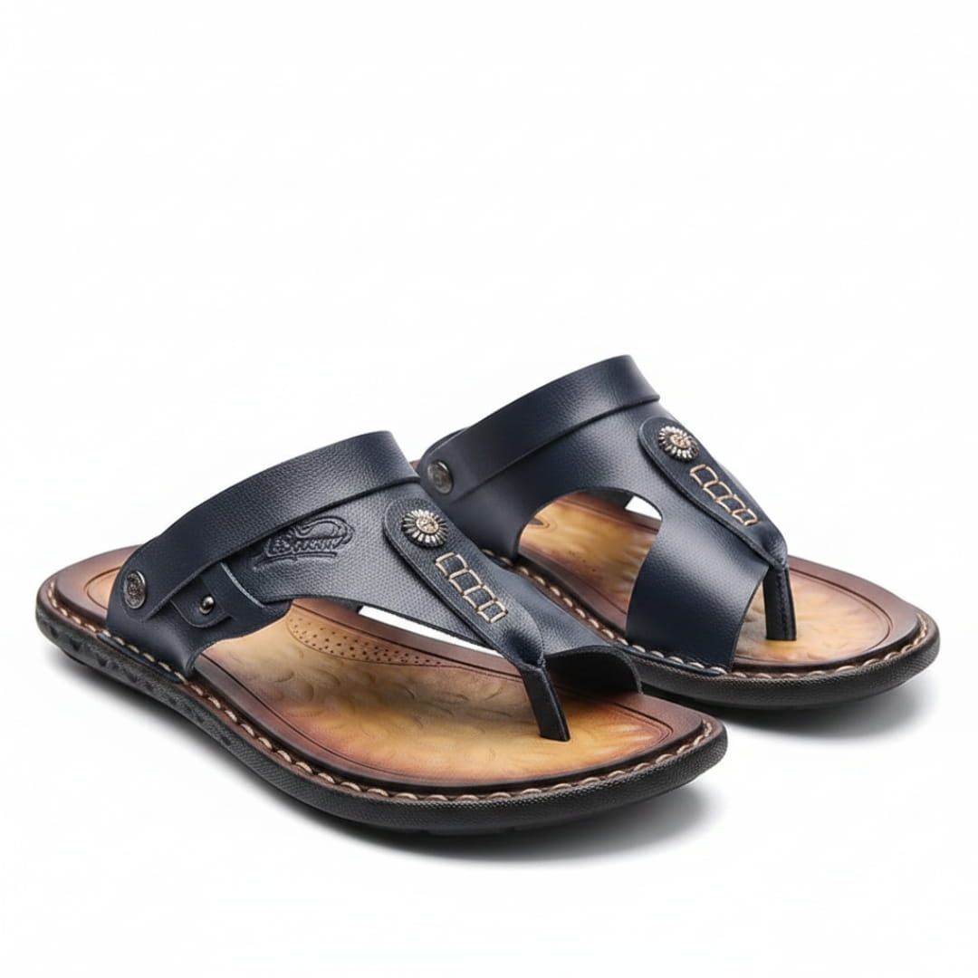 Dorian Sandales en Cuir Flip-Flops Été Semelle Plate Style Plage Décontracté