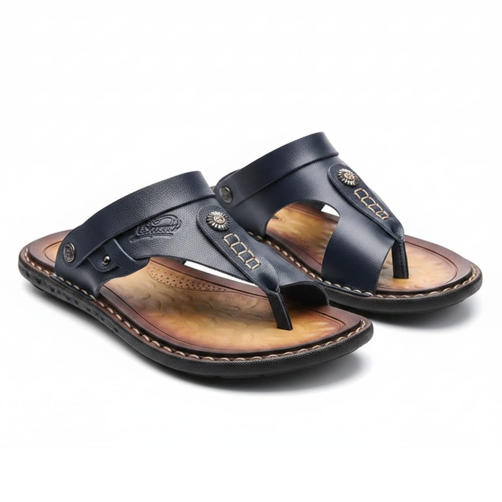 Dorian Sandales en Cuir Flip-Flops Été Semelle Plate Style Plage Décontracté