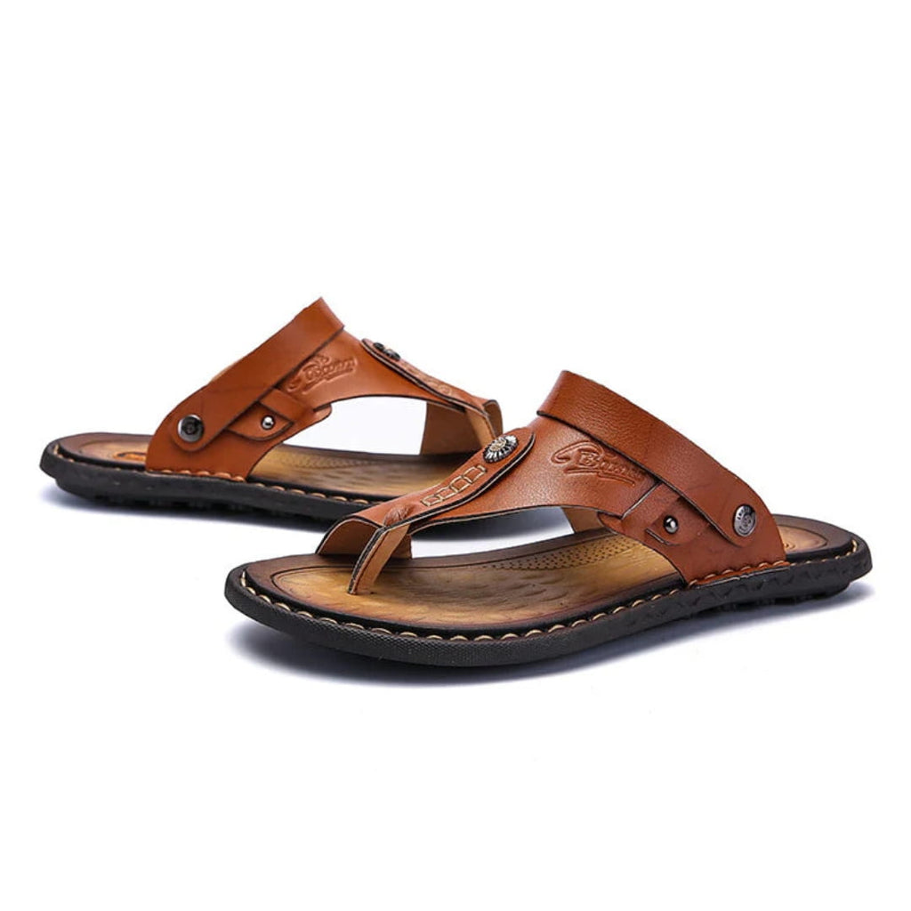 Dorian Sandales en Cuir Flip-Flops Été Semelle Plate Style Plage Décontracté