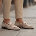 Pietro Mocassins en Daim Premium à Boucle – Souliers Habillés Élégants en Suède à Enfiler