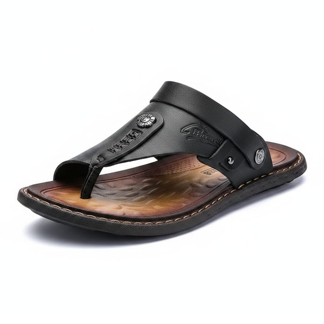 Dorian Sandales en Cuir Flip-Flops Été Semelle Plate Style Plage Décontracté