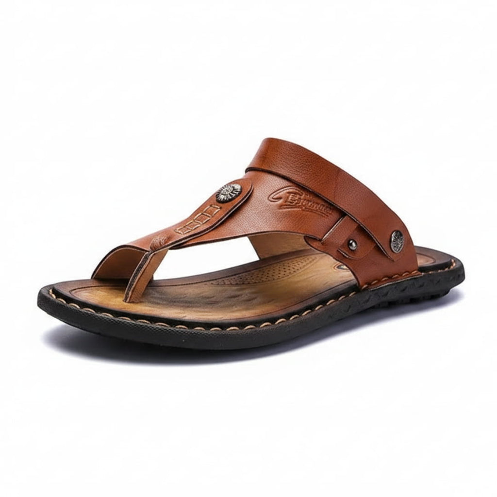 Dorian Sandales en Cuir Flip-Flops Été Semelle Plate Style Plage Décontracté