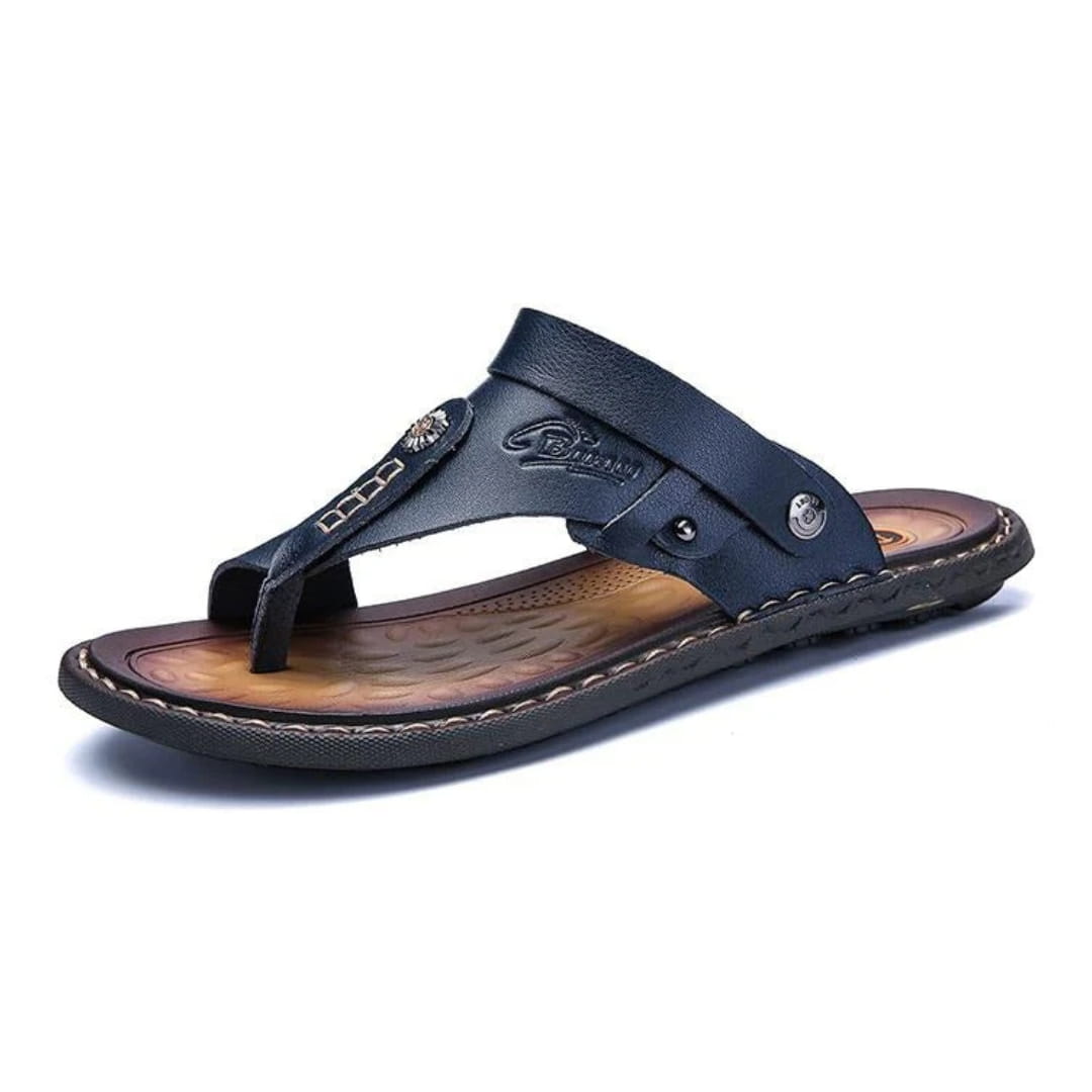 Dorian Sandales en Cuir Flip-Flops Été Semelle Plate Style Plage Décontracté