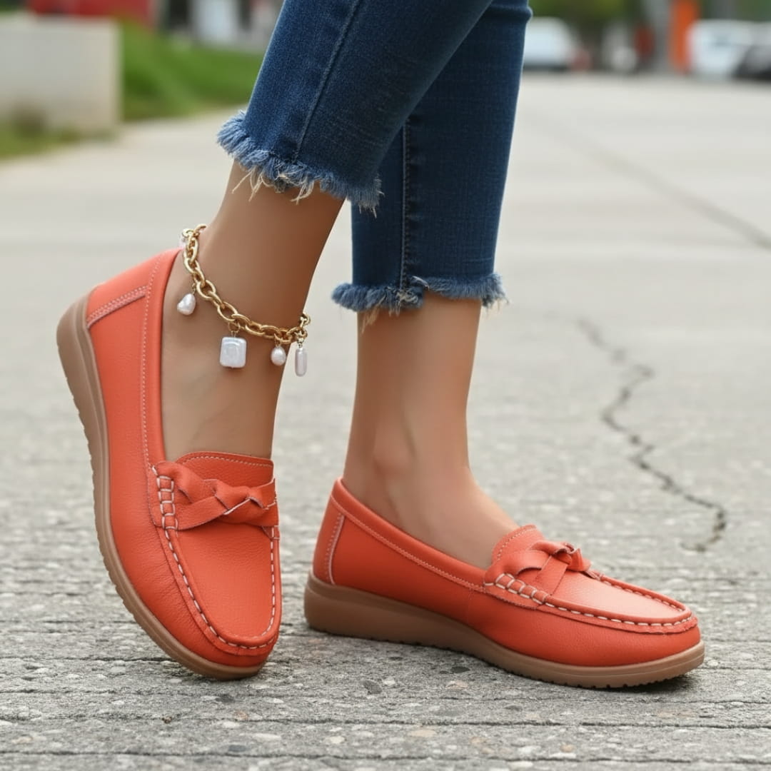 Aurélie Mocassins en Cuir Souple Ergonomiques – Chaussures Confort Marche Quotidienne