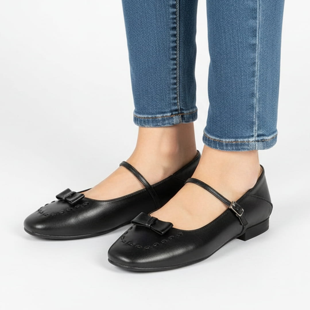 Amélie Chaussures en Cuir Mary-Jane Ballerines Bout Carré Confort Élégant