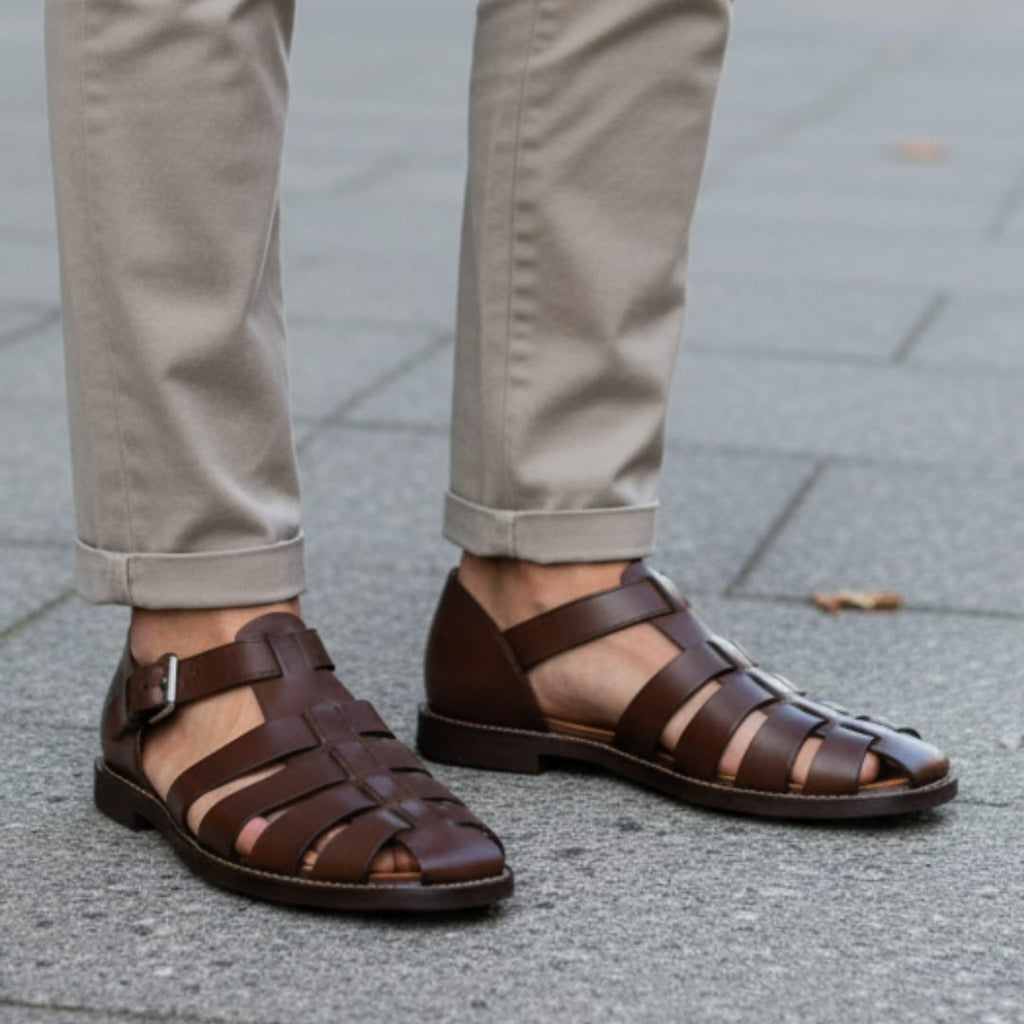 Carlo Cuir Sandales Pêcheur – Confort Estival Souple Marche Pieds