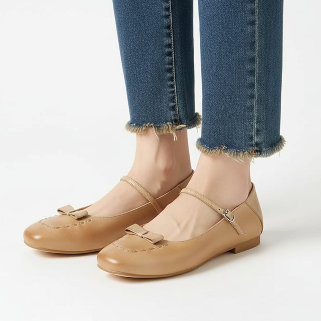 Amélie Chaussures en Cuir Mary-Jane Ballerines Bout Carré Confort Élégant