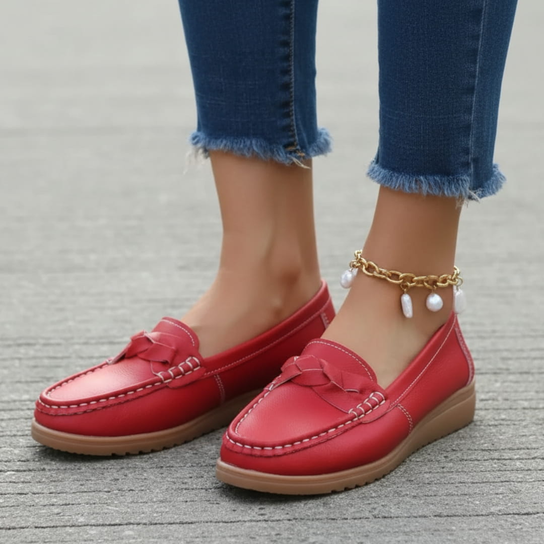 Aurélie Mocassins en Cuir Souple Ergonomiques – Chaussures Confort Marche Quotidienne