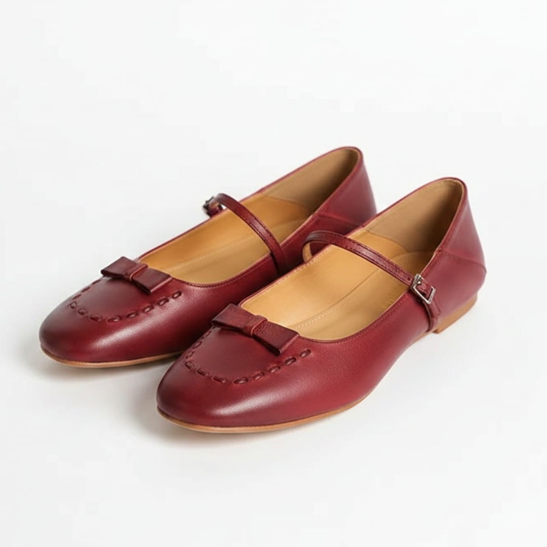 Amélie Chaussures en Cuir Mary-Jane Ballerines Bout Carré Confort Élégant