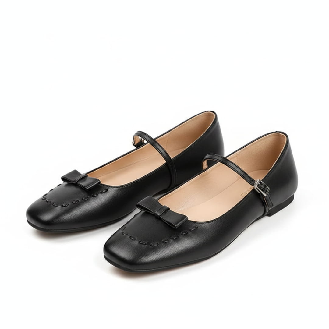 Amélie Chaussures en Cuir Mary-Jane Ballerines Bout Carré Confort Élégant