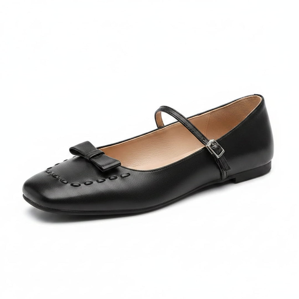 Amélie Chaussures en Cuir Mary-Jane Ballerines Bout Carré Confort Élégant