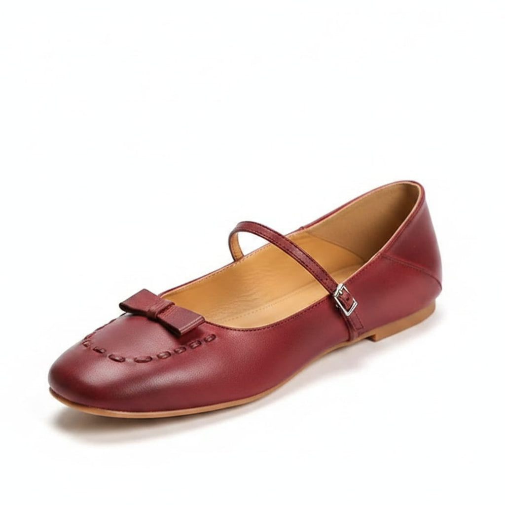 Amélie Chaussures en Cuir Mary-Jane Ballerines Bout Carré Confort Élégant