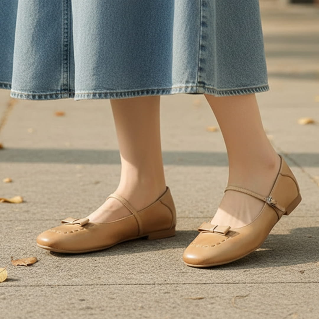 Amélie Chaussures en Cuir Mary-Jane Ballerines Bout Carré Confort Élégant