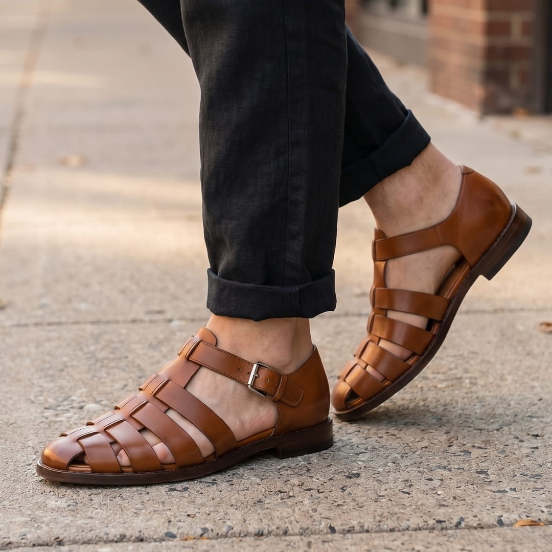 Carlo Cuir Sandales Pêcheur – Confort Estival Souple Marche Pieds