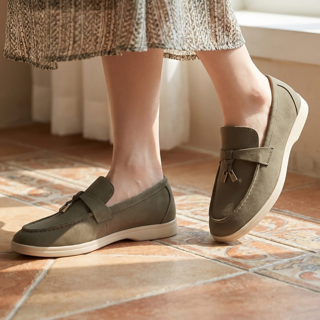 Christine Mocassins en Daim – Silhouette Élégante Chaussures À Enfiler Casual