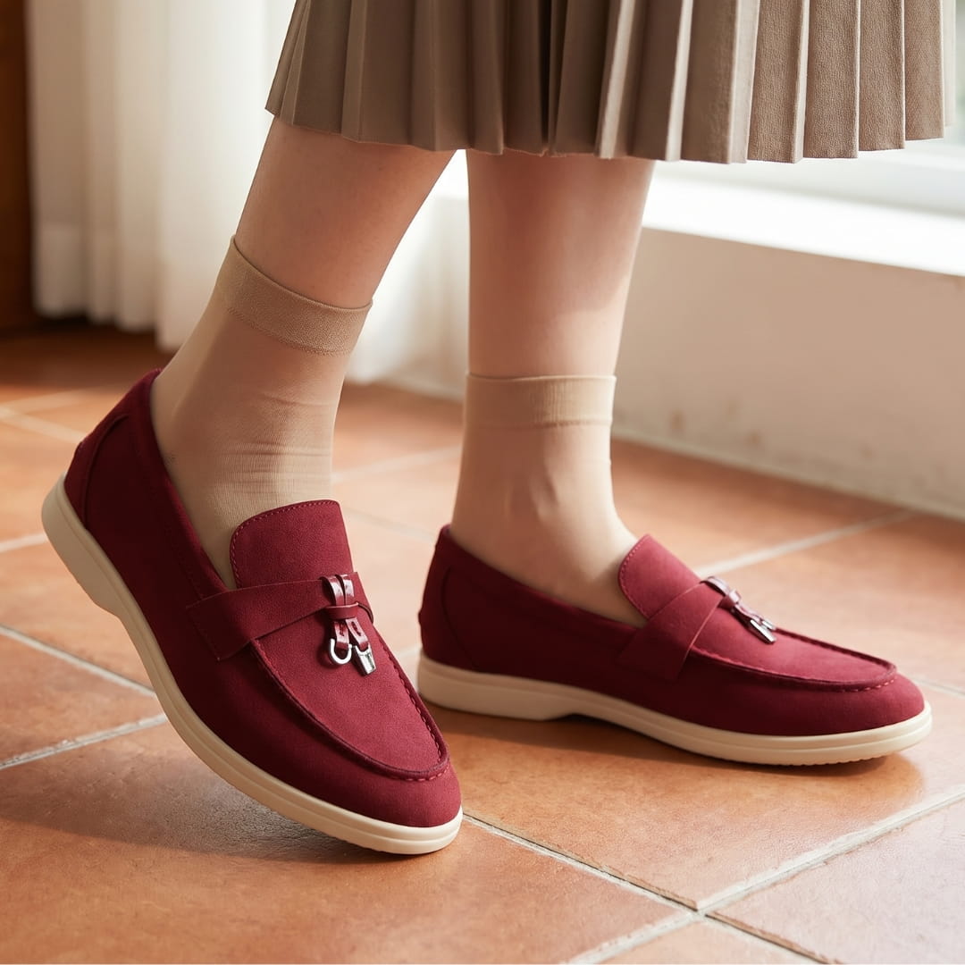 Christine Mocassins en Daim – Silhouette Élégante Chaussures À Enfiler Casual