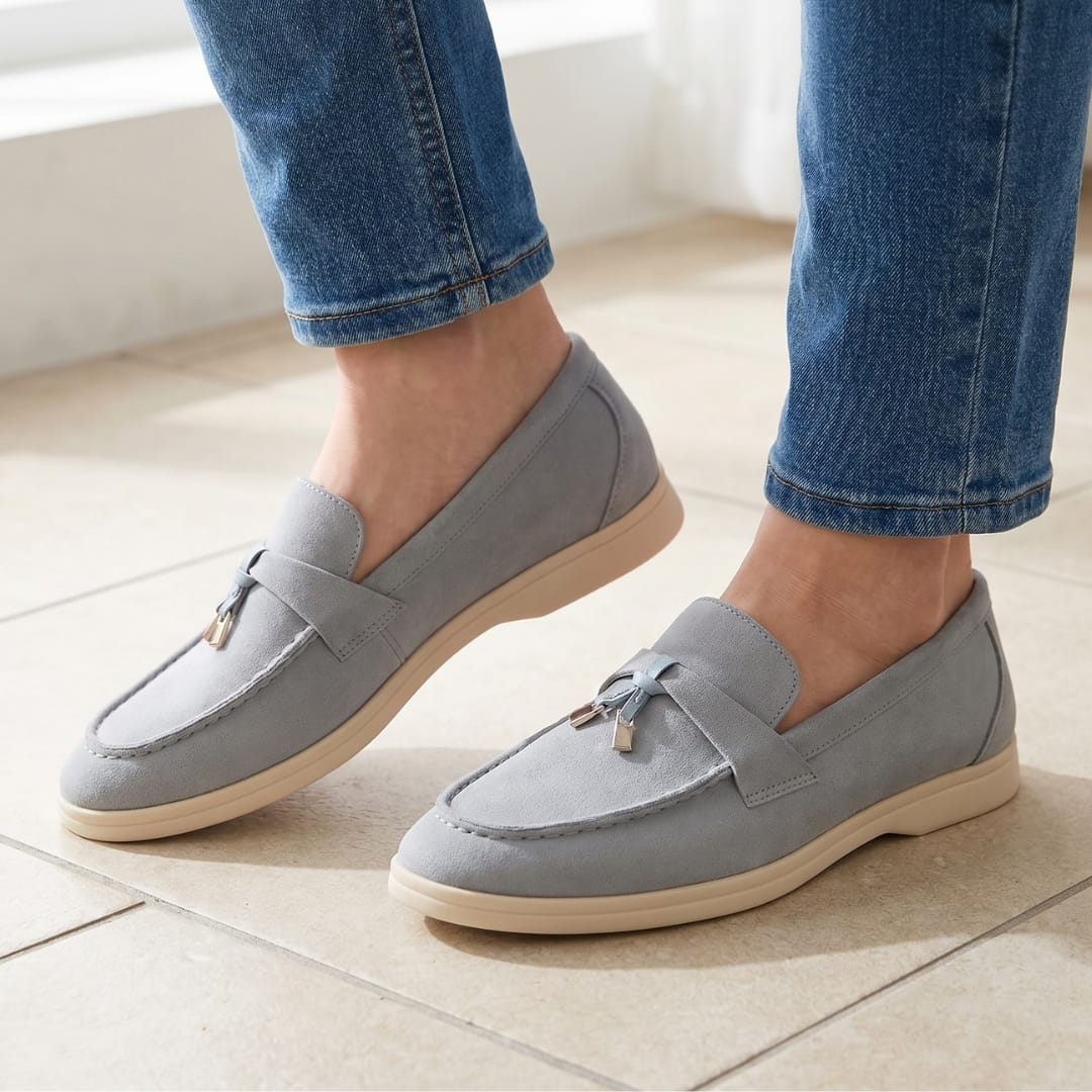 Christine Mocassins en Daim – Silhouette Élégante Chaussures À Enfiler Casual
