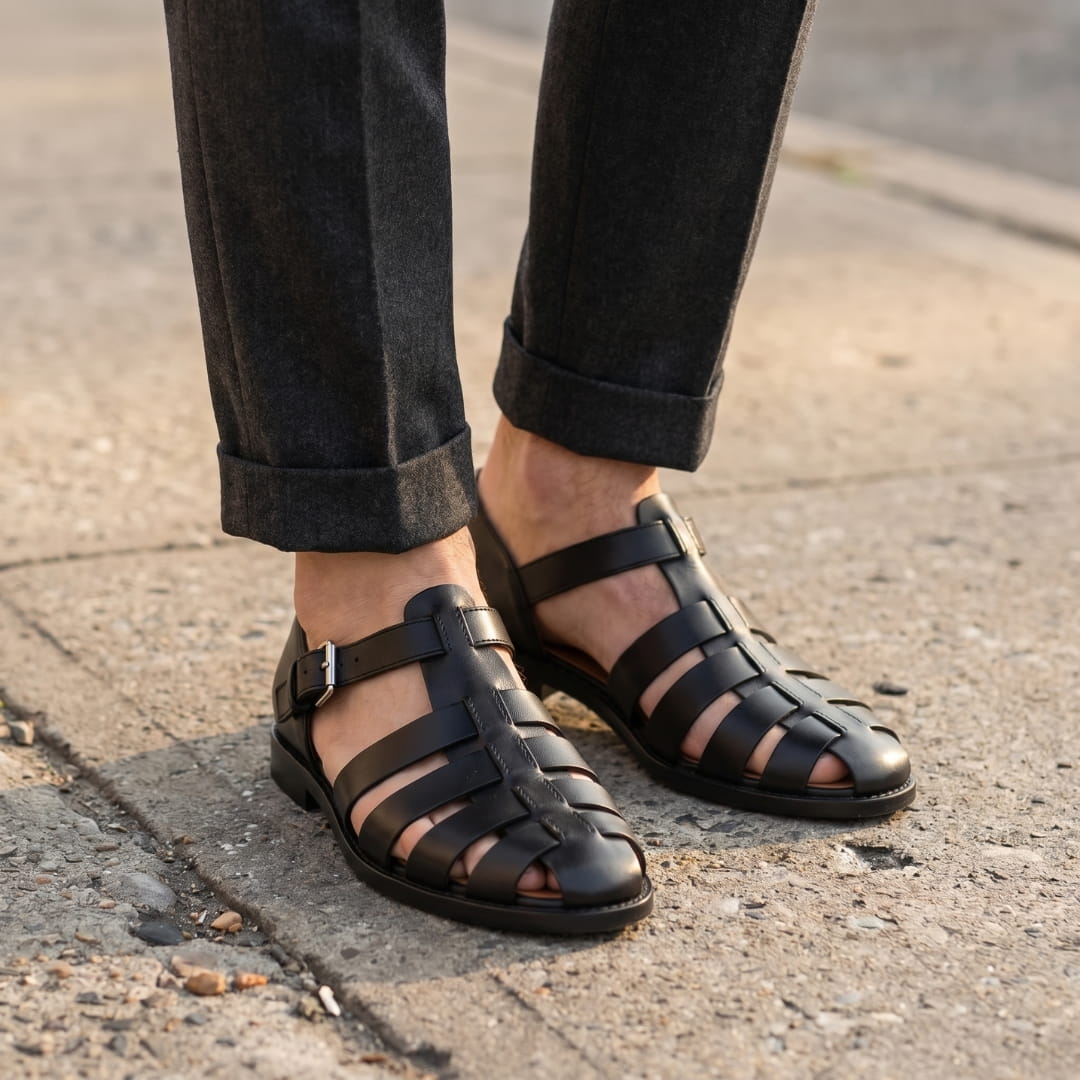 Carlo Cuir Sandales Pêcheur – Confort Estival Souple Marche Pieds