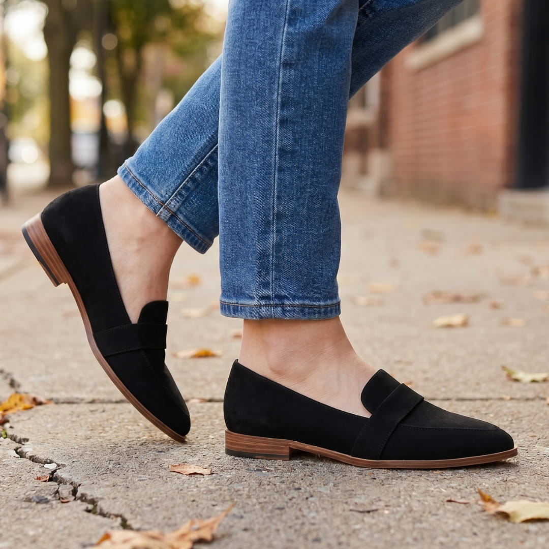 Helen Mocassins en Daim – Confort Chic Silhouette Bout Pointu Casual