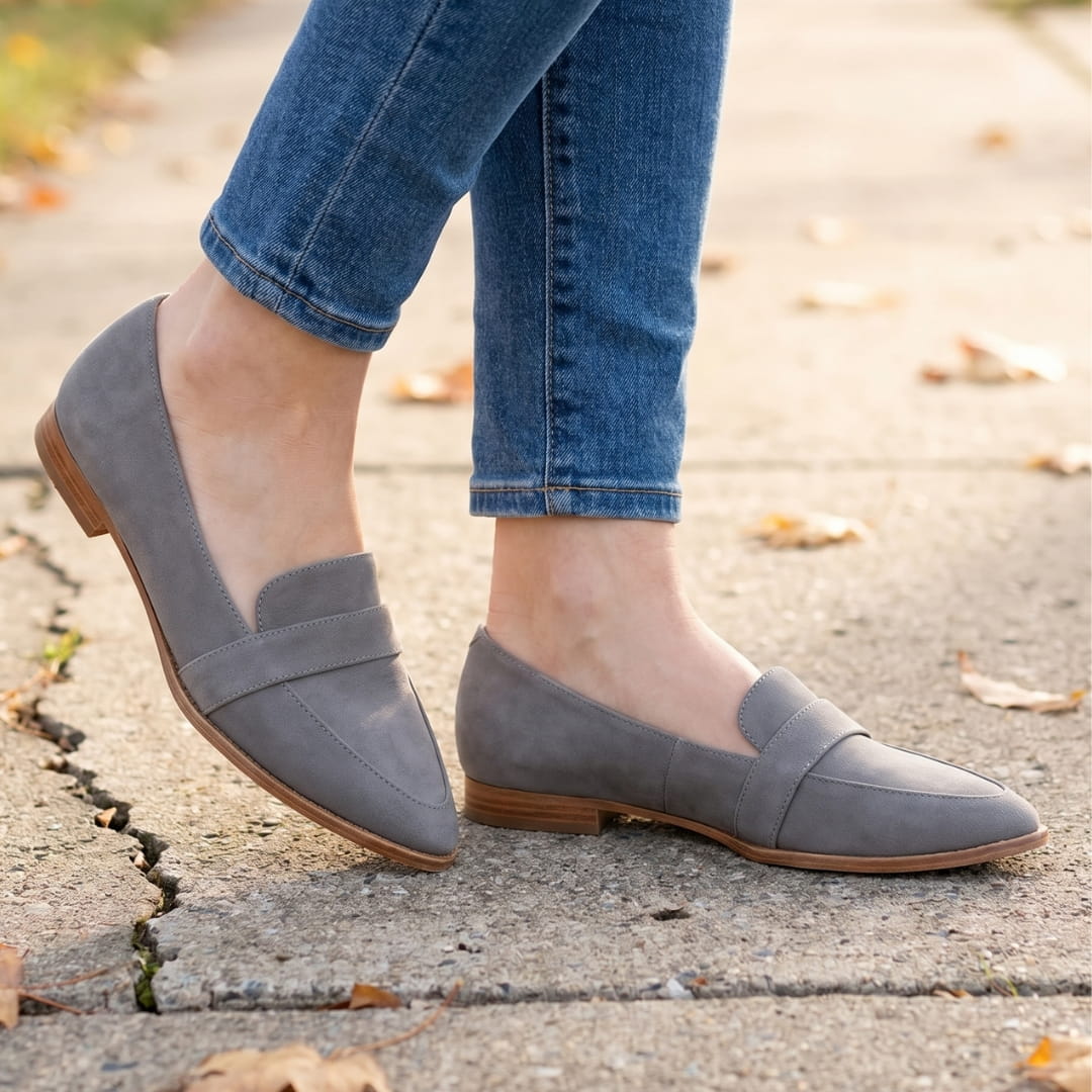 Helen Mocassins en Daim – Confort Chic Silhouette Bout Pointu Casual