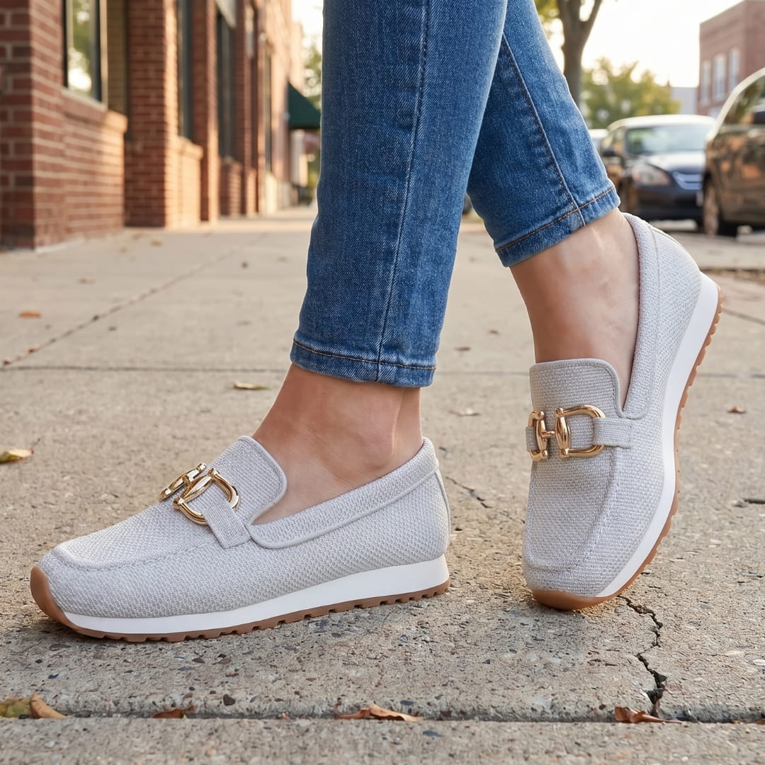 Béatrice Mocassins Souples – Confort Respirant À Boucle Métallique Casual