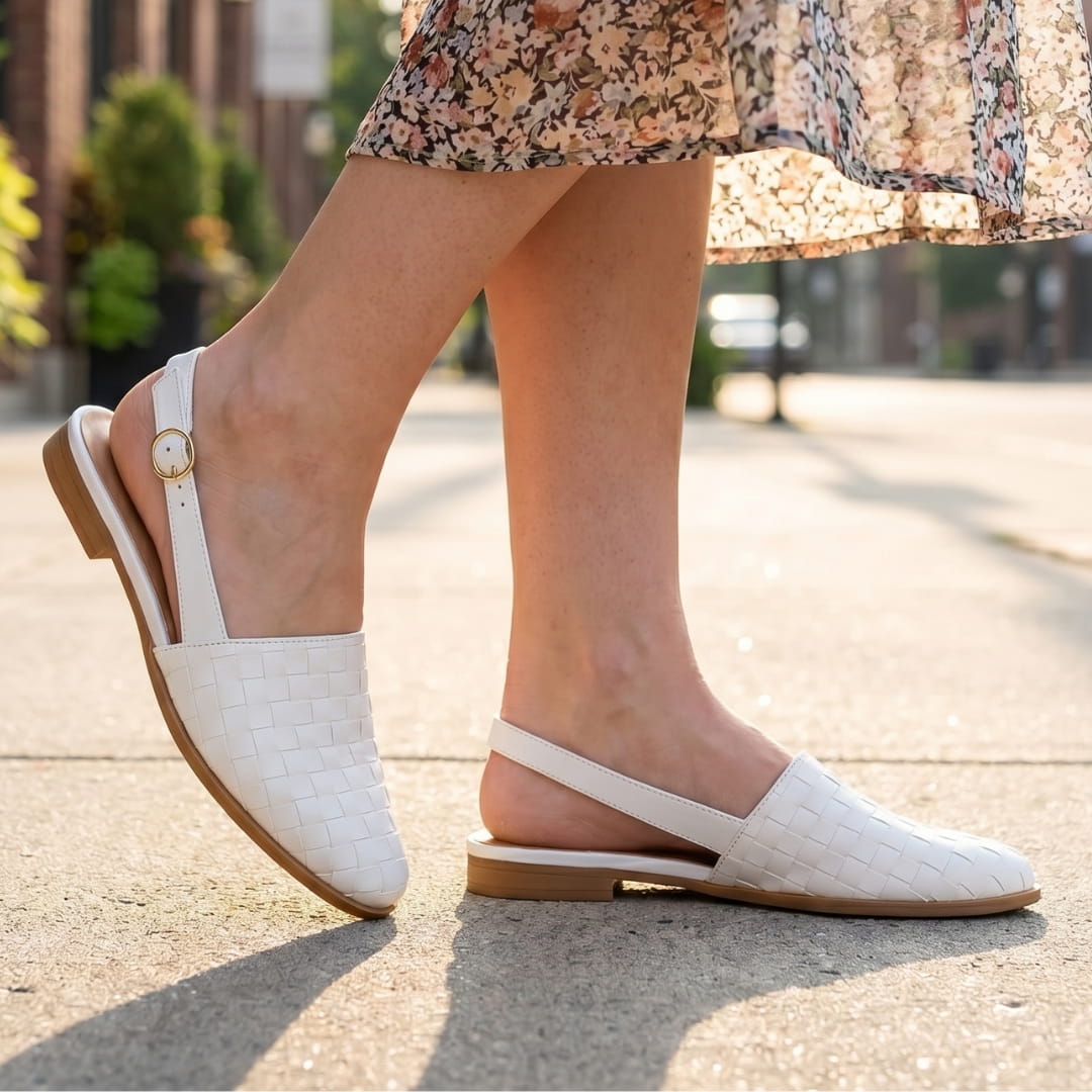 Chiara Ballerines Slingback Tressées – Semelle Confort Légère Chaussures Casual