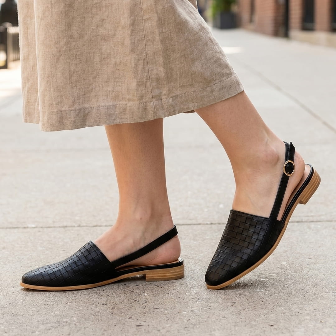 Chiara Ballerines Slingback Tressées – Semelle Confort Légère Chaussures Casual