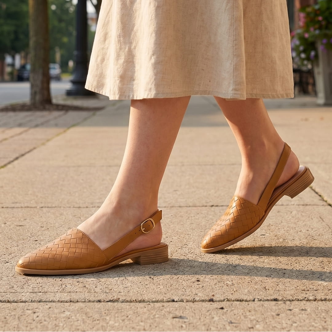 Chiara Ballerines Slingback Tressées – Semelle Confort Légère Chaussures Casual