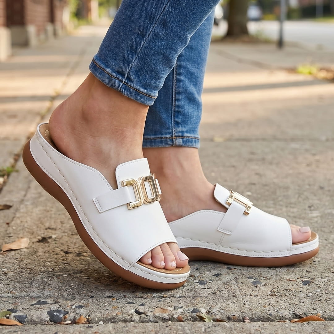 Martina Sandales en Cuir – Bride À Boucle Semelle Antidérapante Confort Casual