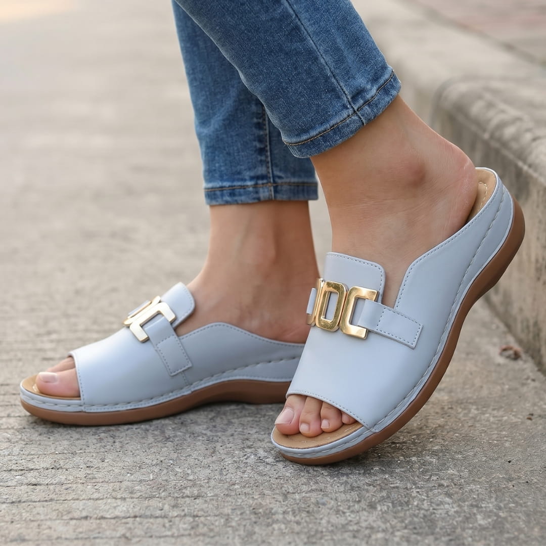 Martina Sandales en Cuir – Bride À Boucle Semelle Antidérapante Confort Casual