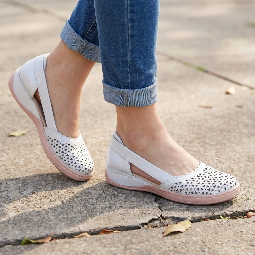 Élise Ballerines Respirantes à Enfiler – Large Toe Confort Léger Casual
